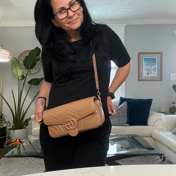 Gucci GG Marmont Matelassé Crossbody | 2 Straps | Chain & Canvas Leather - Picture 14 of 16